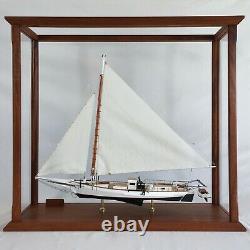 Skipjack Sailboat Model, Chesapeake Oyster Boat, Sails Up, With Display Case