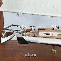 Skipjack Sailboat Model, Chesapeake Oyster Boat, Sails Up, With Display Case