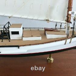 Skipjack Sailboat Model, Chesapeake Oyster Boat, Sails Up, With Display Case