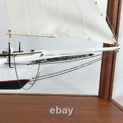 Skipjack Sailboat Model, Chesapeake Oyster Boat, Sails Up, With Display Case