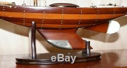 Stunning Large Hand Carved Wooden Model Boat Working Rudder Large Sails Nice