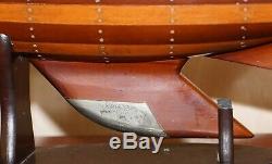 Stunning Large Hand Carved Wooden Model Boat Working Rudder Large Sails Nice