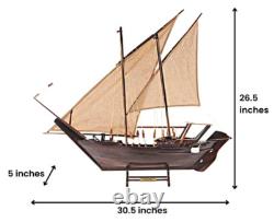Swahili Zanzibar Arabian Dhow Wood Ship Model 30 Sailboat Fully Assembled Boat