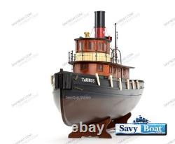 TAURUS LIGHTED tug steam boat 36 fully built wood model with stand