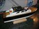 Toy Wood Boat Cabin Cruiser Fishing Model With Two Polesito K&o Battery Operated