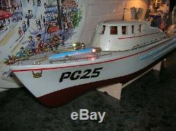 Toy Wood Boat Pc-25 Rare Model All Wood Battery Operated Boat Twin Screw Ito