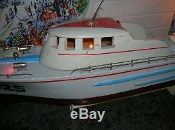 Toy Wood Boat Pc-25 Rare Model All Wood Battery Operated Boat Twin Screw Ito