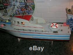 Toy Wood Boat Pc-25 Rare Model All Wood Battery Operated Boat Twin Screw Ito