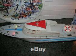 Toy Wood Boat Pc-25 Rare Model All Wood Battery Operated Boat Twin Screw Ito