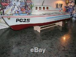 Toy Wood Boat Pc-25 Rare Model All Wood Battery Operated Boat Twin Screw Ito