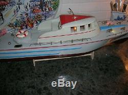 Toy Wood Boat Pc-25 Rare Model All Wood Battery Operated Boat Twin Screw Ito
