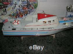 Toy Wood Boat Pc-25 Rare Model All Wood Battery Operated Boat Twin Screw Ito