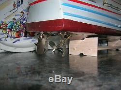 Toy Wood Boat Pc-25 Rare Model All Wood Battery Operated Boat Twin Screw Ito