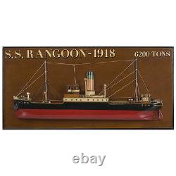 Tramp Steamer S. S. Rangoon 1918 Wooden Half Model 25 Nautical Wall Decor New