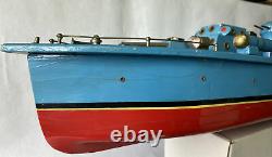 Tsukuda Torpedo Boat Battery Operated Wooden Model 46cm Über Rare Vintage Item