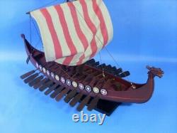 Two Ft. Long Fully Assembled Wooden Model Viking Drakkar Longship Boat