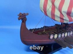 Two Ft. Long Fully Assembled Wooden Model Viking Drakkar Longship Boat