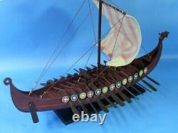 Two Ft. Long Fully Assembled Wooden Model Viking Drakkar Longship Boat