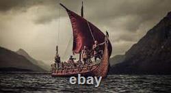 Two Ft. Long Fully Assembled Wooden Model Viking Drakkar Longship Boat