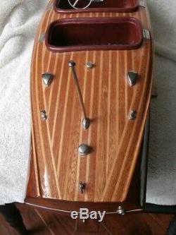 VERY NICE Vintage Chris Craft Barrel Back Wood Wooden Boat Model on Stand