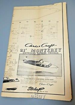 VINTAGE Sterling Models Chris Craft 21' Monterey Wood R/C Boat Kit B-13M Unbuilt