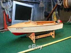 VINTAGE TOY BOAT MODEL WOOD TOY ELECTRIC MOTOR Japan OLD EARLY