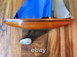 VTG LG Wooden Sailboat Model Pond Yacht Boat Nautical Decor 22 Tall Weighted