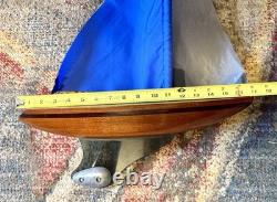 VTG LG Wooden Sailboat Model Pond Yacht Boat Nautical Decor 22 Tall Weighted