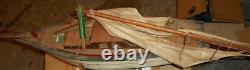 VTG Pond Wood Model Ship Boat Sailboat Yacht Nautical Coastal Schooner! AS IS