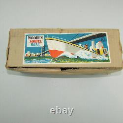 VTG Rico Battery Operated Wooden Model Boat in Original Box Japan #56001