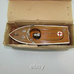 VTG Rico Battery Operated Wooden Model Boat in Original Box Japan #56001