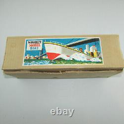 VTG Rico Battery Operated Wooden Model Boat in Original Box Japan Works #56003