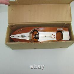 VTG Rico Battery Operated Wooden Model Boat in Original Box Japan Works #56003