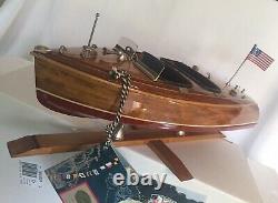VTG Speed Boat 18 Wood Model Assembled By Authentic Models #ASA024 Original Box