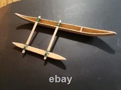 Vintage 16 X 6 Hand Carved Canoe Boat Wooden Model