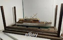 Vintage 1920s- 30s Roosevelt Model Boat Wood / Plastic on Stand