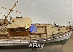 Vintage 1920s- 30s Roosevelt Model Boat Wood / Plastic on Stand