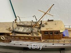 Vintage 1920s- 30s Roosevelt Model Boat Wood / Plastic on Stand