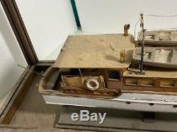 Vintage 1920s- 30s Roosevelt Model Boat Wood / Plastic on Stand