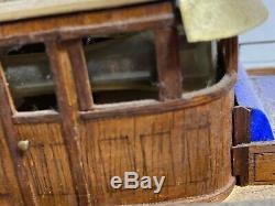 Vintage 1920s- 30s Roosevelt Model Boat Wood / Plastic on Stand