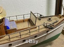 Vintage 1920s- 30s Roosevelt Model Boat Wood / Plastic on Stand