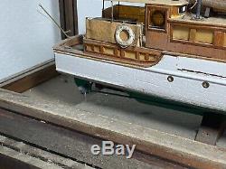 Vintage 1920s- 30s Roosevelt Model Boat Wood / Plastic on Stand