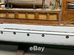 Vintage 1920s- 30s Roosevelt Model Boat Wood / Plastic on Stand