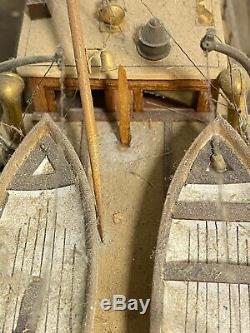 Vintage 1920s- 30s Roosevelt Model Boat Wood / Plastic on Stand