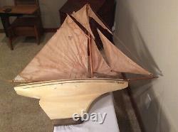 Vintage 1930s Large Nova Model-Wood Sailing Boat/Yacht France 5 Sails 40L, 44T