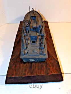 Vintage 1940's PT Torpedo Boat on Wave WWII Wooden Wood Folk Art Model Ship WW2