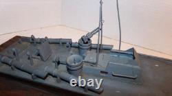 Vintage 1940's PT Torpedo Boat on Wave WWII Wooden Wood Folk Art Model Ship WW2