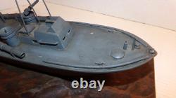 Vintage 1940's PT Torpedo Boat on Wave WWII Wooden Wood Folk Art Model Ship WW2