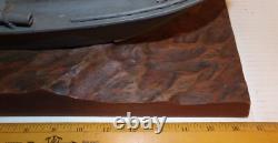 Vintage 1940's PT Torpedo Boat on Wave WWII Wooden Wood Folk Art Model Ship WW2