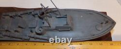 Vintage 1940's PT Torpedo Boat on Wave WWII Wooden Wood Folk Art Model Ship WW2